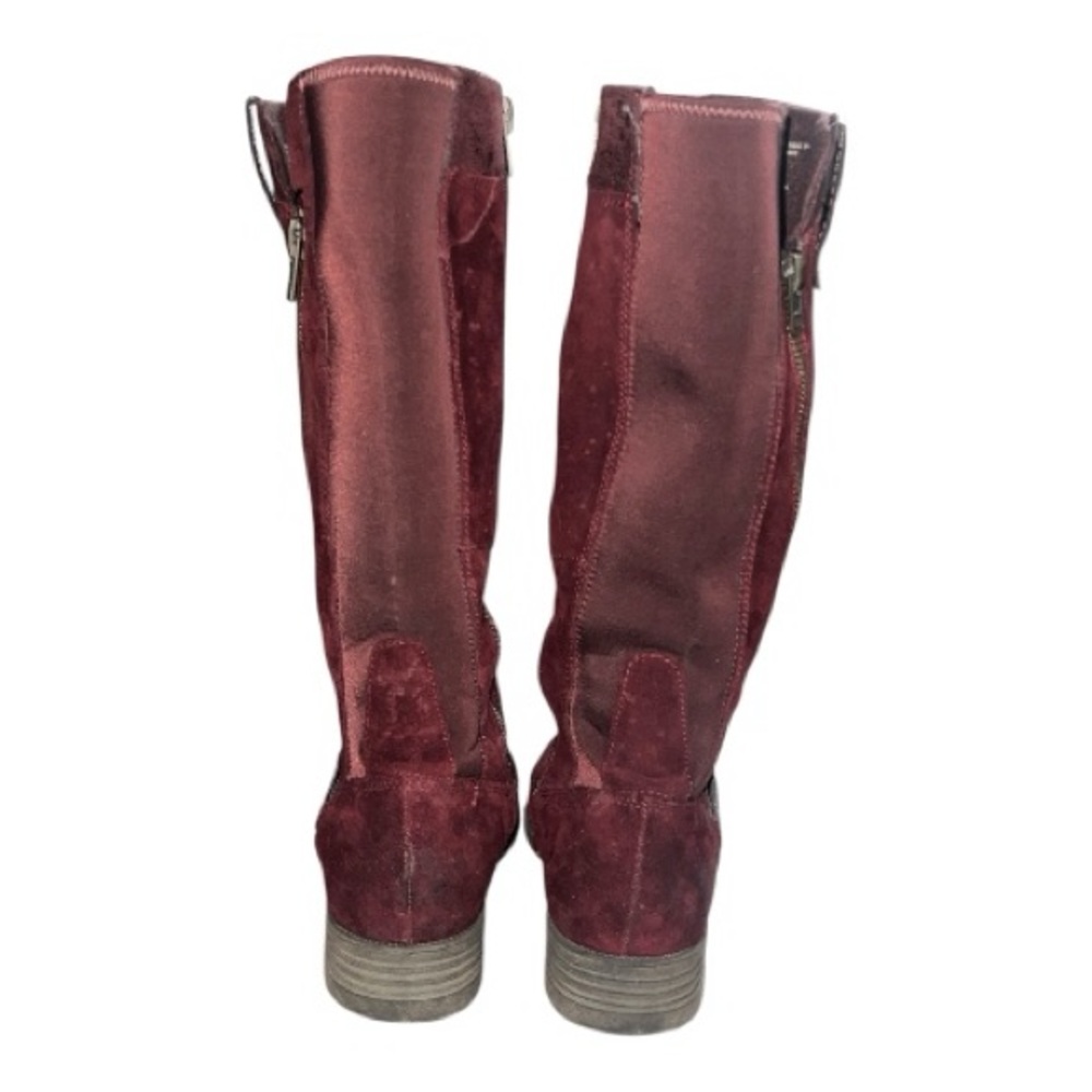 Earth Origins Maroon Suede Leather Heeled Boots - Picture 3 of 8